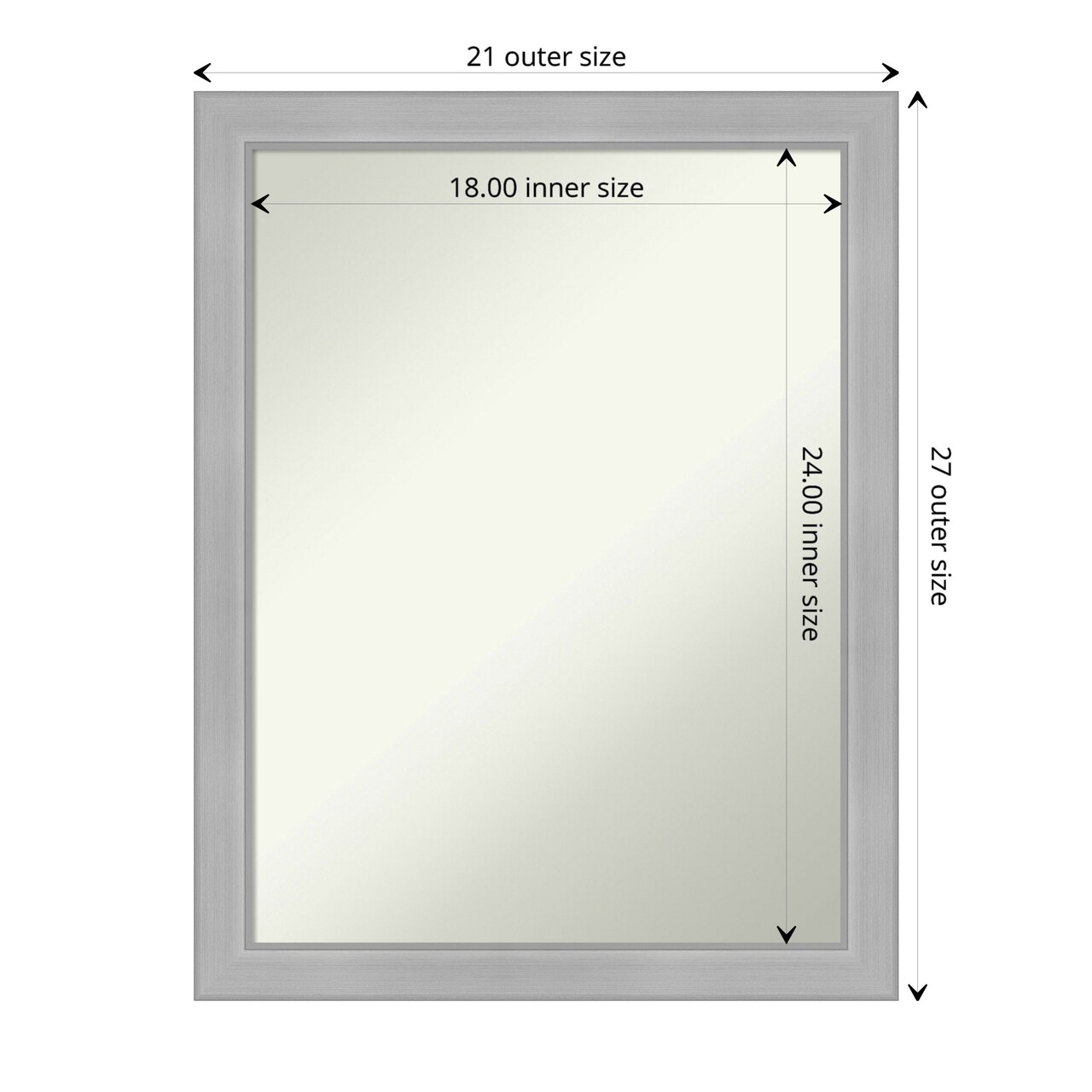 Amanti Art Non-Beveled Wall Mirror, Vista Brushed Nickel Narrow Frame